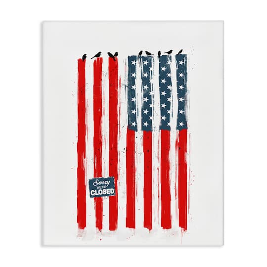 Stupell Industries American Flag Birds on Wall Political Statement Canvas Wall Art